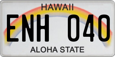 HI license plate ENH040