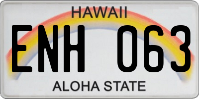 HI license plate ENH063