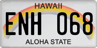 HI license plate ENH068