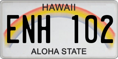 HI license plate ENH102