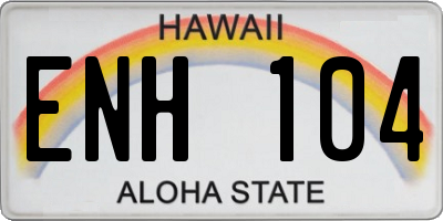 HI license plate ENH104