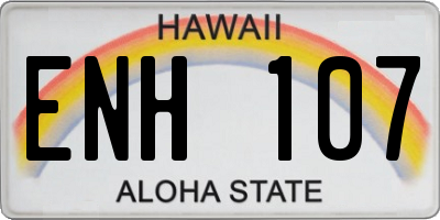 HI license plate ENH107