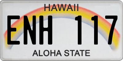 HI license plate ENH117