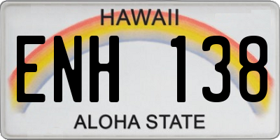 HI license plate ENH138