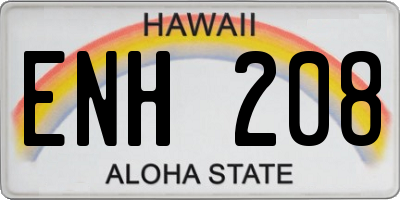 HI license plate ENH208