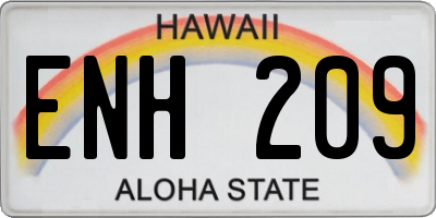 HI license plate ENH209