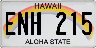 HI license plate ENH215