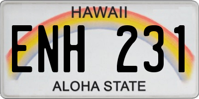 HI license plate ENH231