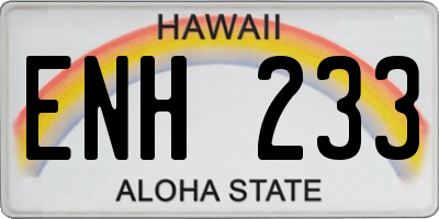 HI license plate ENH233