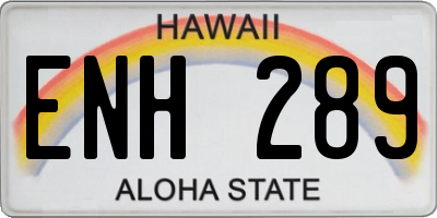 HI license plate ENH289