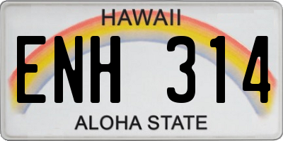 HI license plate ENH314