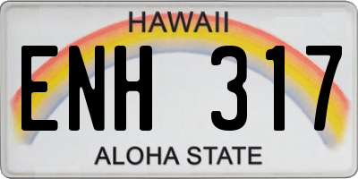 HI license plate ENH317