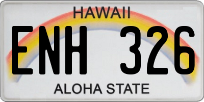HI license plate ENH326