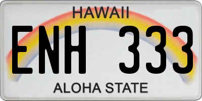 HI license plate ENH333