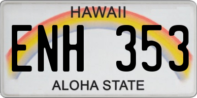 HI license plate ENH353