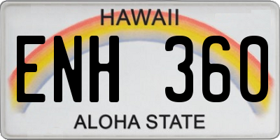 HI license plate ENH360