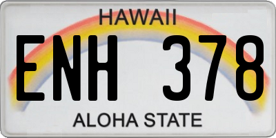 HI license plate ENH378