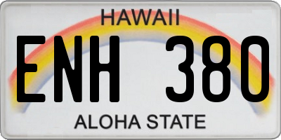 HI license plate ENH380