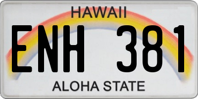 HI license plate ENH381