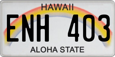 HI license plate ENH403