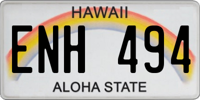 HI license plate ENH494
