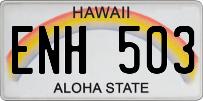 HI license plate ENH503