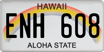 HI license plate ENH608