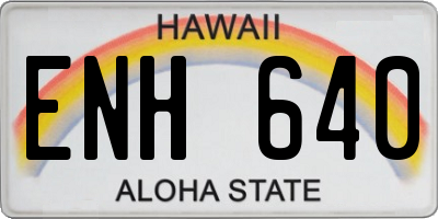 HI license plate ENH640