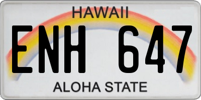 HI license plate ENH647