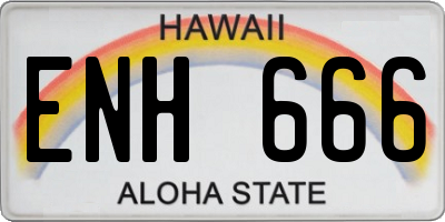 HI license plate ENH666