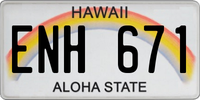 HI license plate ENH671