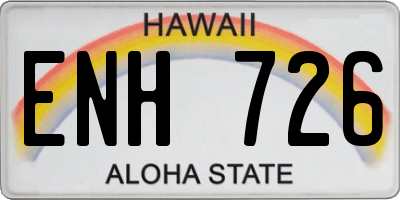 HI license plate ENH726