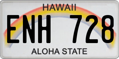 HI license plate ENH728