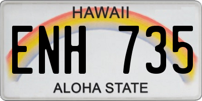 HI license plate ENH735