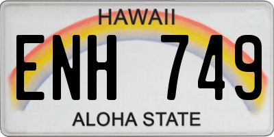 HI license plate ENH749