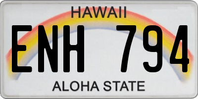 HI license plate ENH794