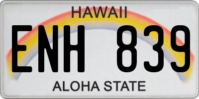 HI license plate ENH839