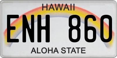 HI license plate ENH860