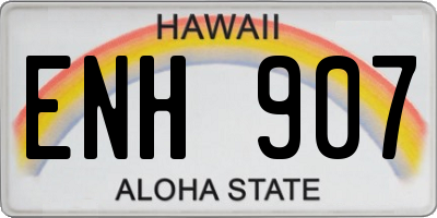 HI license plate ENH907