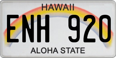 HI license plate ENH920