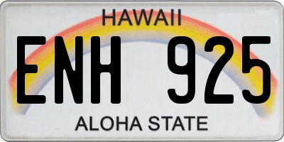 HI license plate ENH925