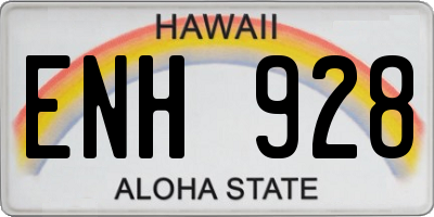 HI license plate ENH928