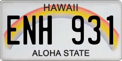 HI license plate ENH931