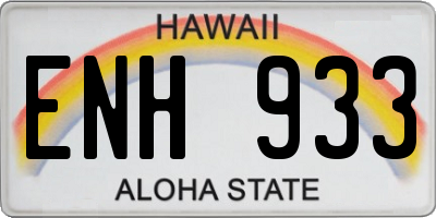 HI license plate ENH933
