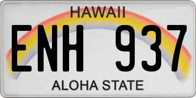 HI license plate ENH937