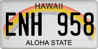 HI license plate ENH958