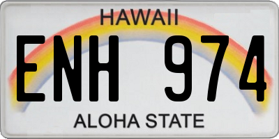 HI license plate ENH974