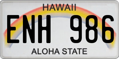 HI license plate ENH986