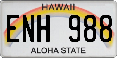 HI license plate ENH988