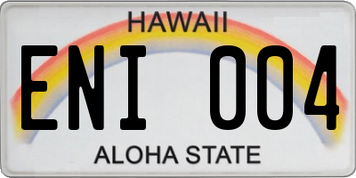 HI license plate ENI004